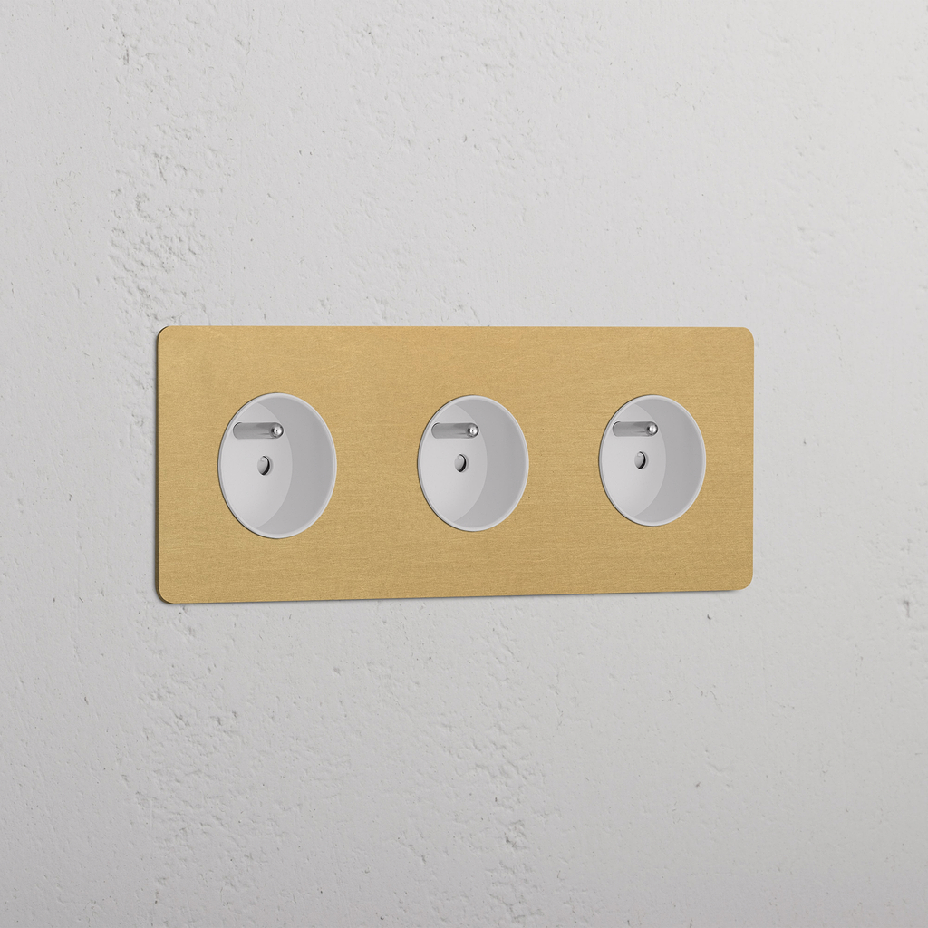 Triple 3x French Power Module - Antique Brass White