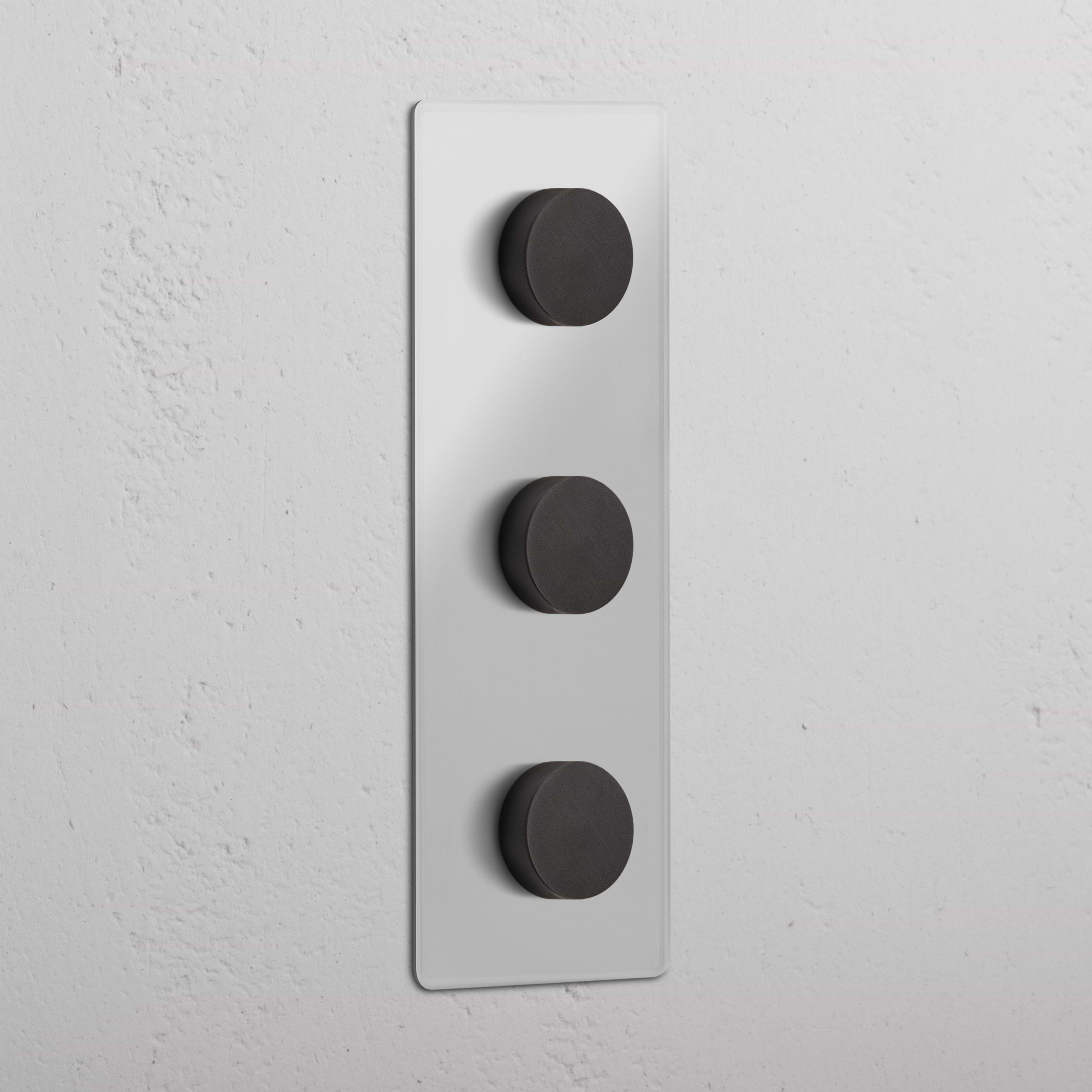 Triple 3x Vertical Multiway Dimmer Switch - Clear Bronze