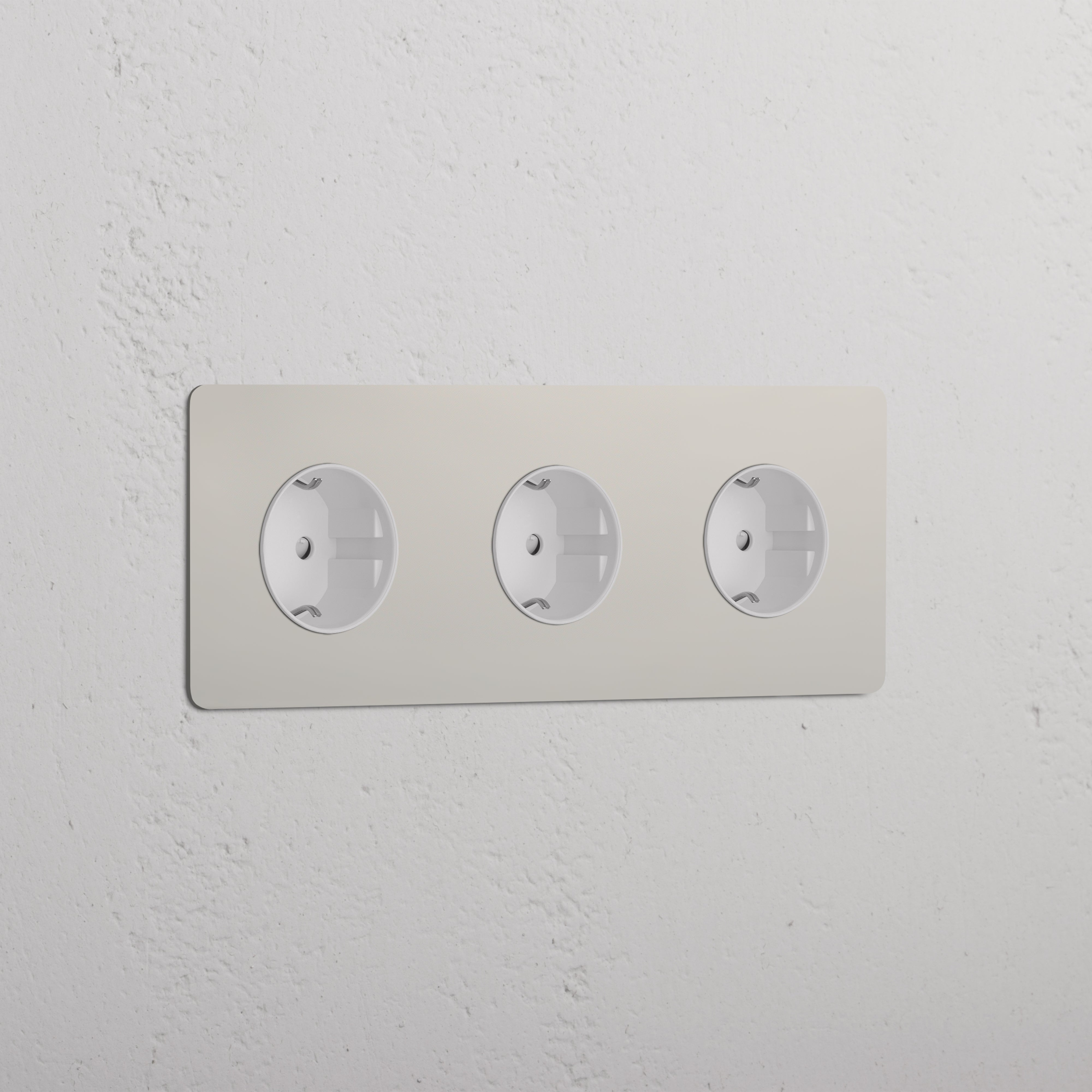 Triple 3x Schuko Module - Polished Nickel White