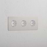 Triple 3x Schuko Module - Polished Nickel White