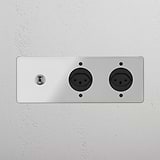 Triple Toggle & 2x Swiss Module Round - Clear Polished Nickel Black  