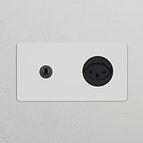 Double Toggle Switch with Swiss Type J Power Module, paintable bronze black finish – ideal for modern spaces.