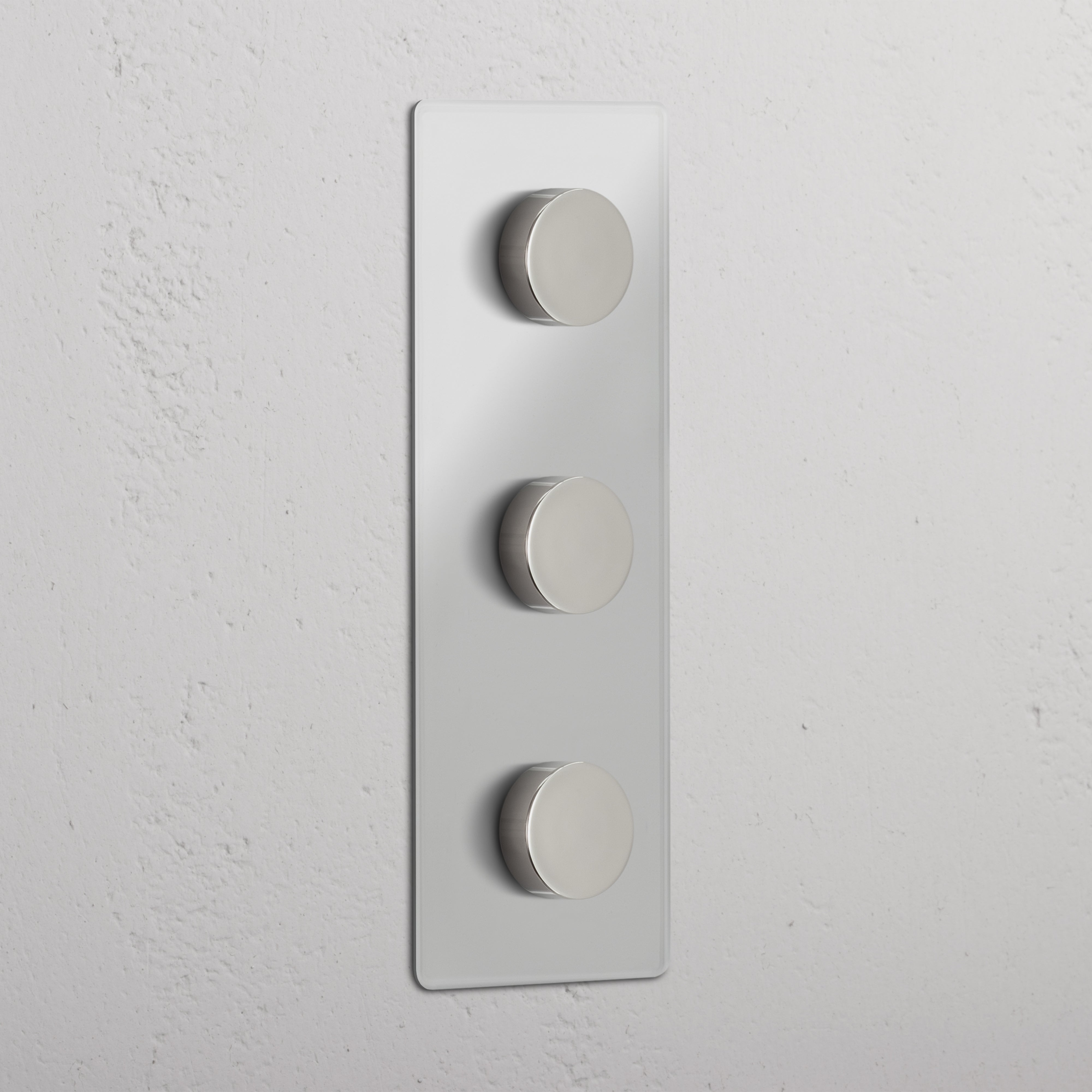 Vertical Triple Dimmer Switch in Clear Polished Nickel - Superior Light Control System