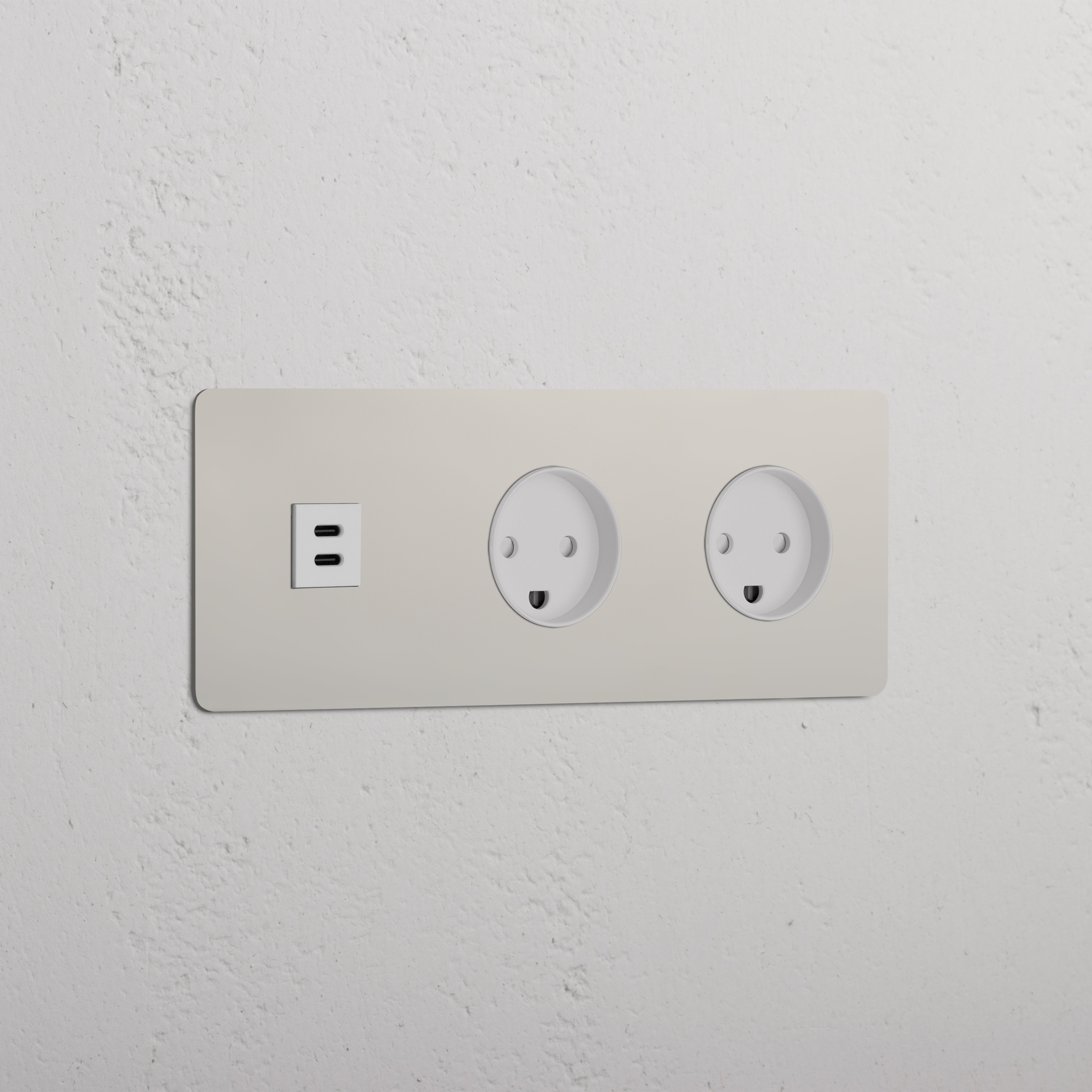 Triple USB 30W & 2x Danish Module Round - Polished Nickel White