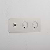 Triple USB 30W & 2x Danish Module - Polished Nickel White