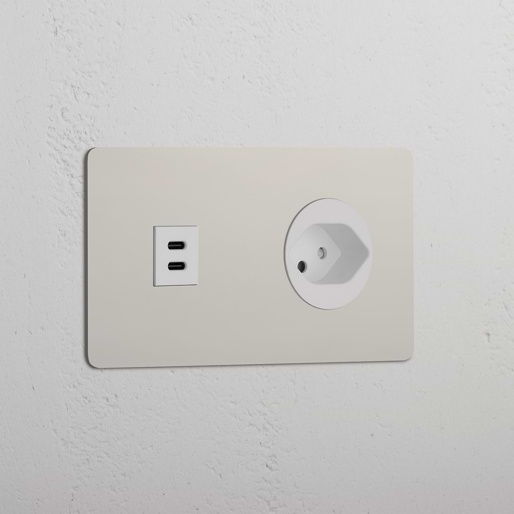 Double USB 30W & Swiss Module - Polished Nickel White
