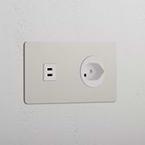Double USB 30W & Swiss Module - Polished Nickel White
