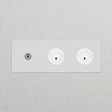 Triple Toggle Switch with 2x Swiss Type J Modules in Polished Nickel White, ideal for modern electrical setups.