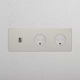 Triple Toggle & 2x Danish Module Round - Polished Nickel White  