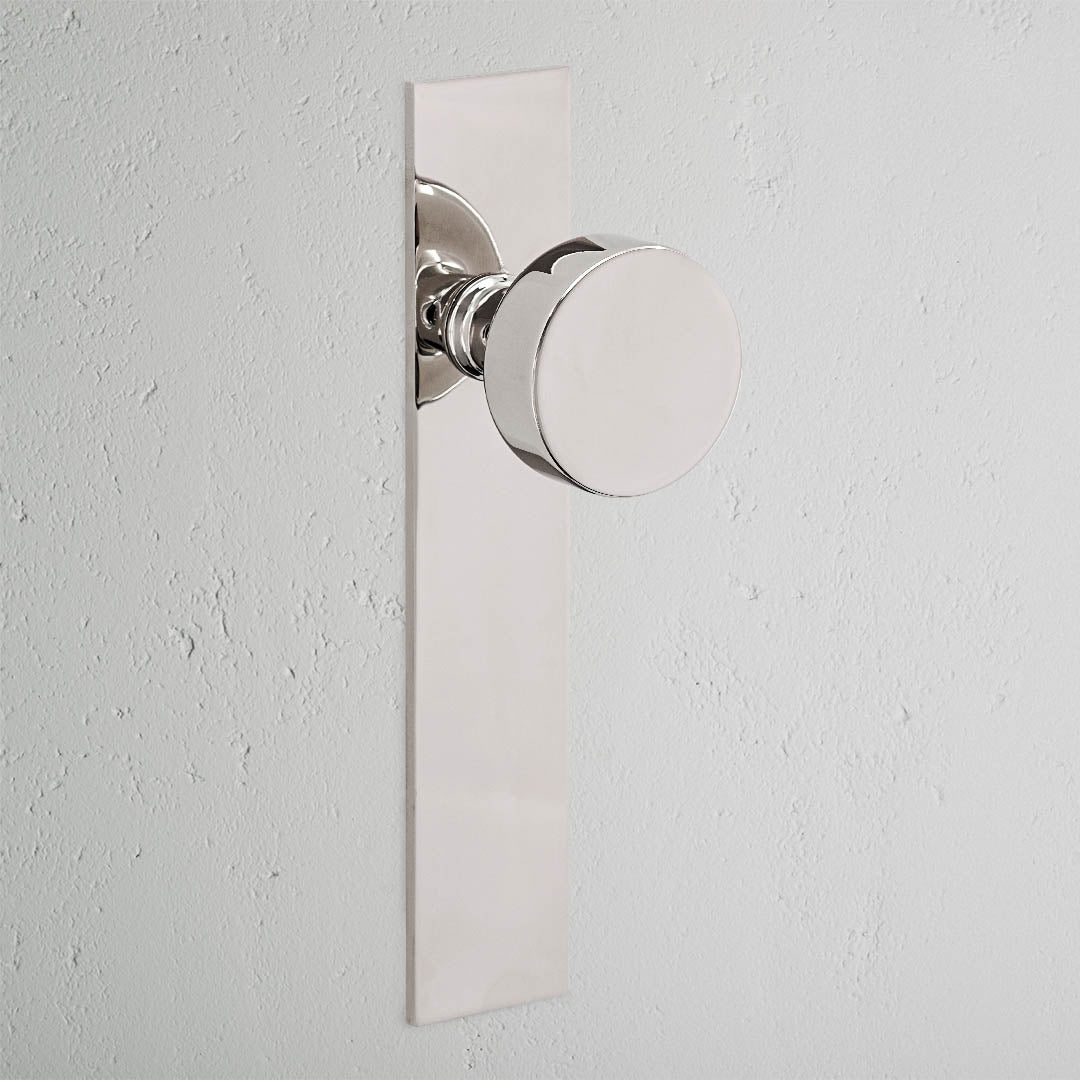 Onslow Long Plate Sprung Door Knob - Polished Nickel