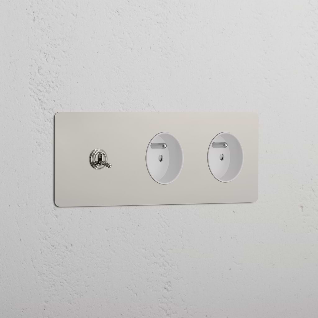 Triple Toggle & 2x French Module Round - Polished Nickel White  