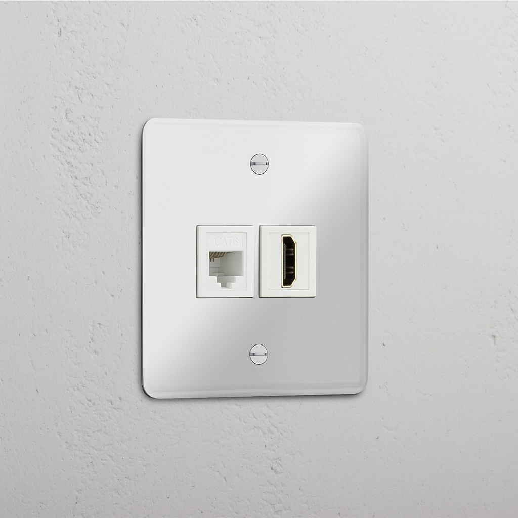 Dual Function RJ45 & HDMI Module in Clear White - Versatile Connectivity Solution