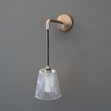 Antique Brass Richmond Hanging Wall Light with Fluted Glass Shade