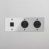 Triple USB 30W & 2x French Module Round - Clear Black