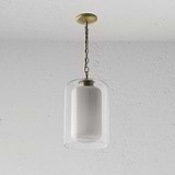 Windsor Medium Pendant Light Opal Glass - Antique Brass