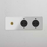 Triple Toggle & 2x Schuko Module Round - Clear Antique Brass Black 
