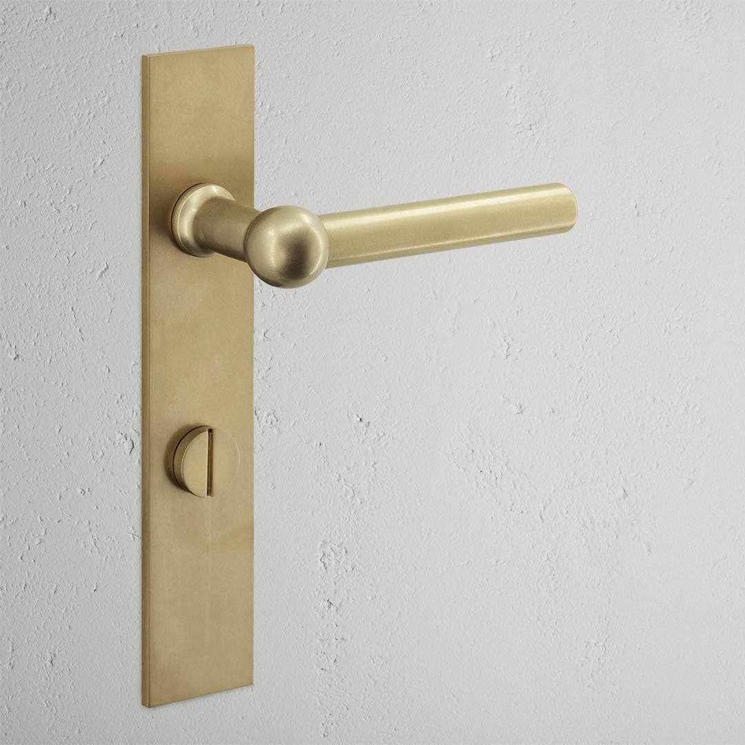 Harper Long Plate Sprung Door Handle & Thumbturn - Antique Brass