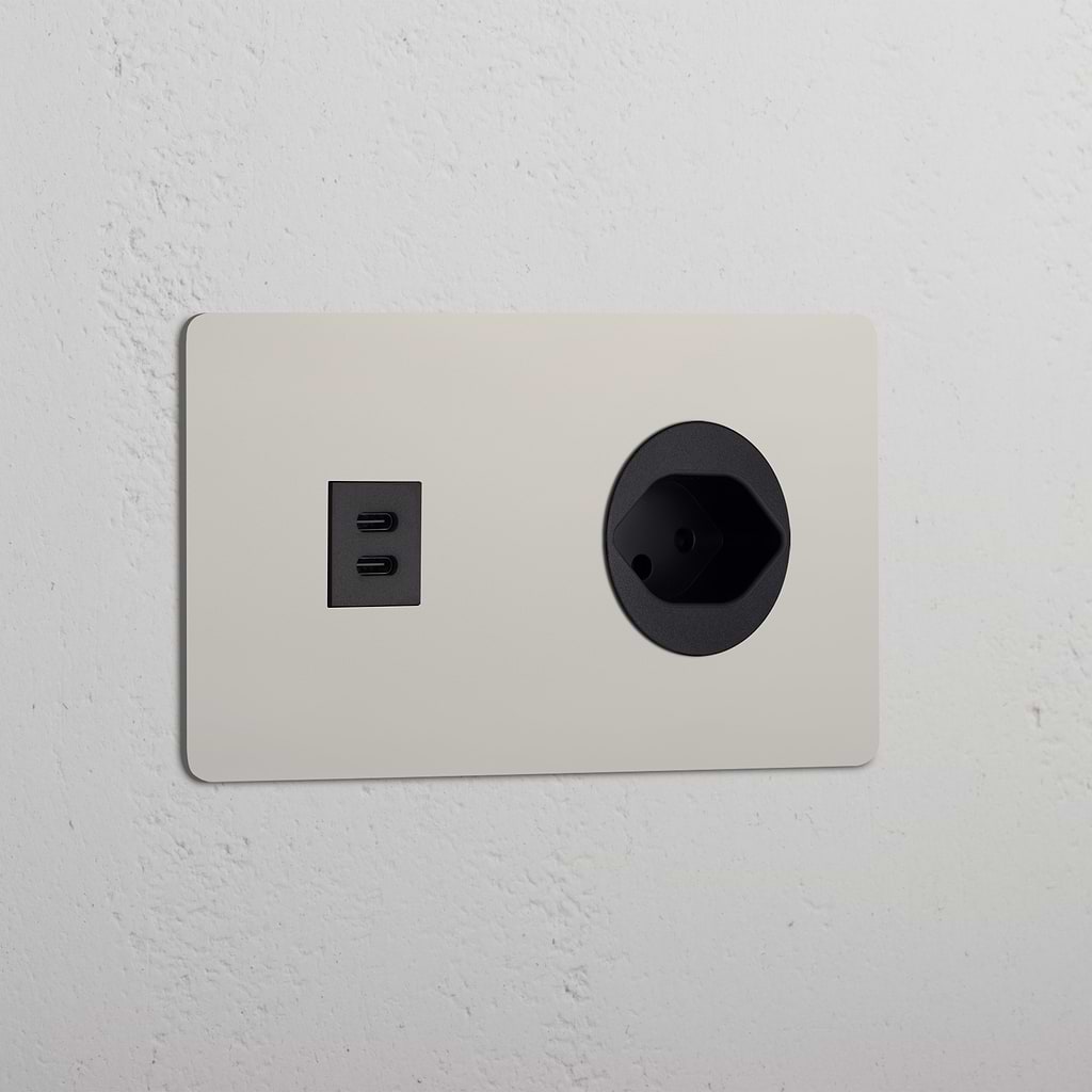 Double USB 30W & Swiss Module - Polished Nickel Black