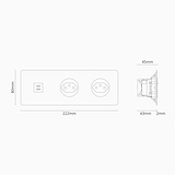 Triple USB 30W & 2x Swiss Type J Power Module Round - Paintable White