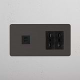 Double USB 30W & 2x Bipasso Module - Bronze Black
