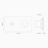 Double USB 30W & Danish Type K Power Module Round - Paintable White