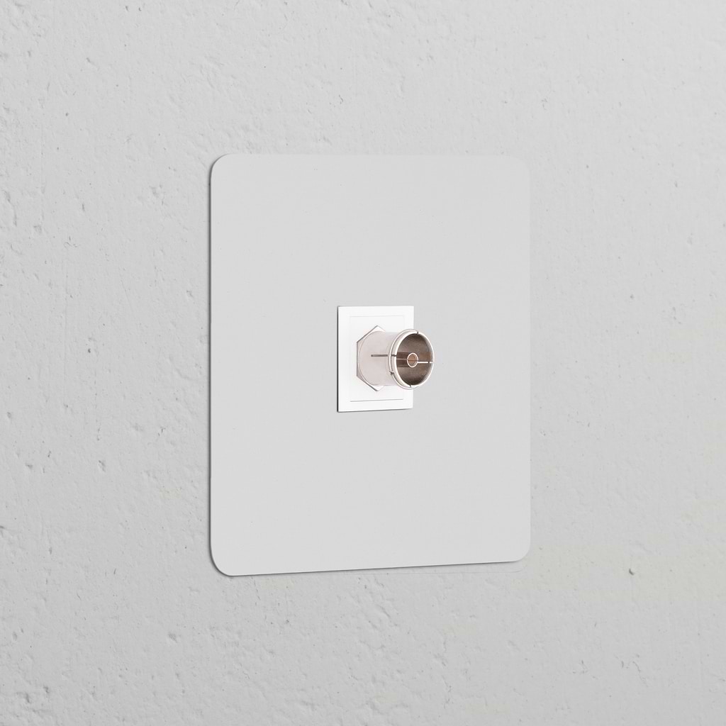 Single TV Module in paintable white finish, suitable for integrating with coaxial cables in single sockets & modules.