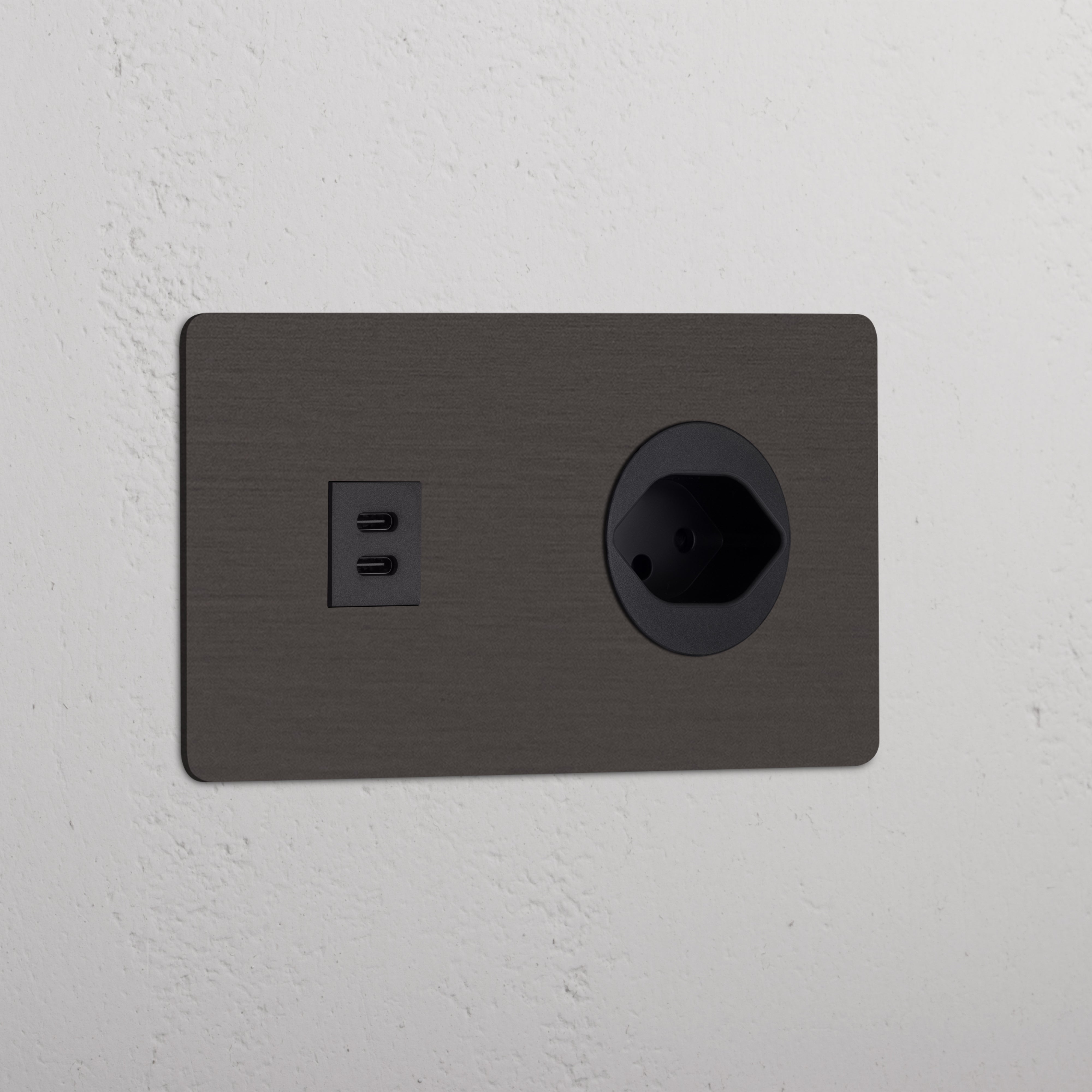 Double USB 30W & Swiss Module in Bronze Black