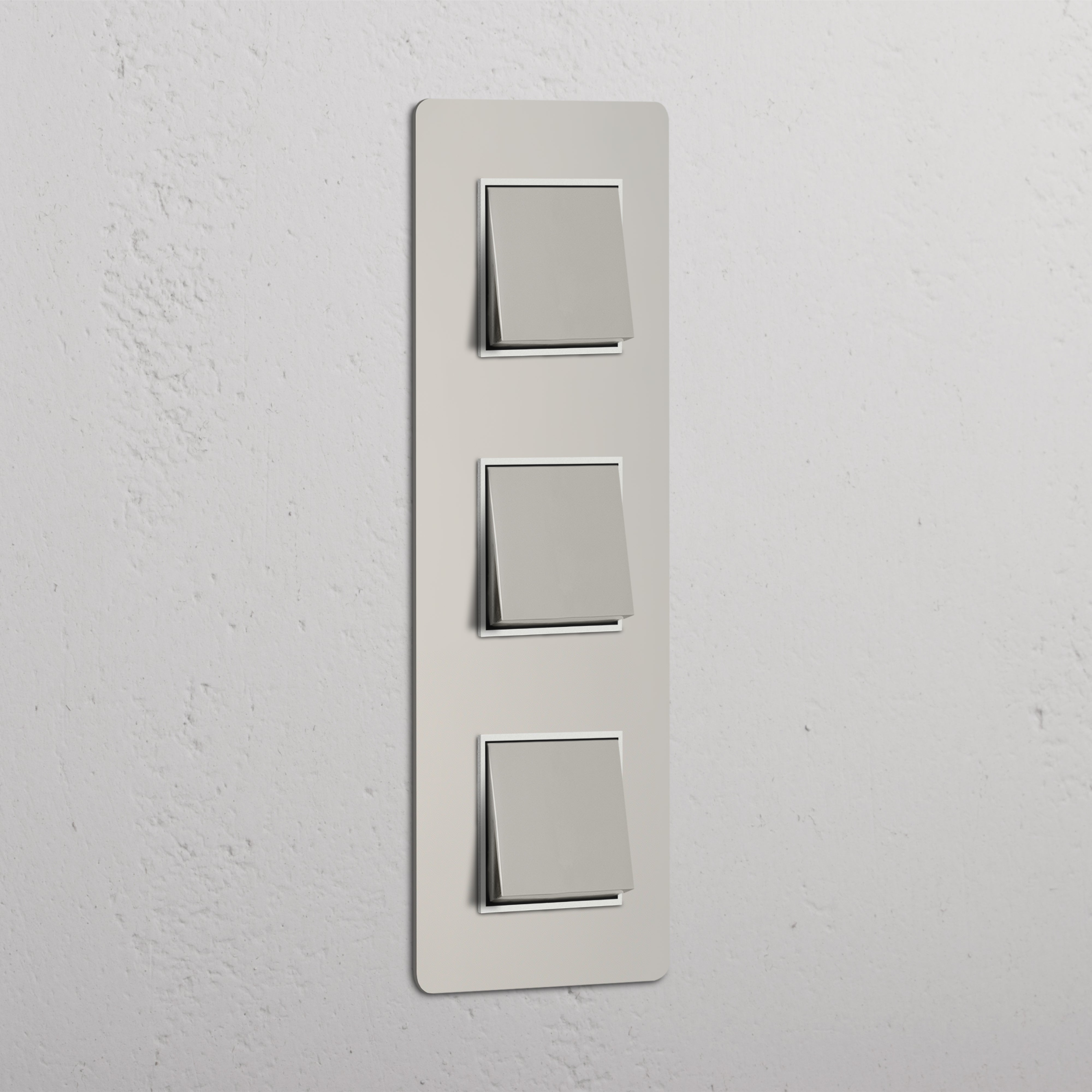 High Capacity Vertical Light Control Switch: Triple 3x Vertical Rocker Switch in Polished Nickel White