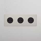 Triple 3x Schuko Module Round - Polished Nickel Black