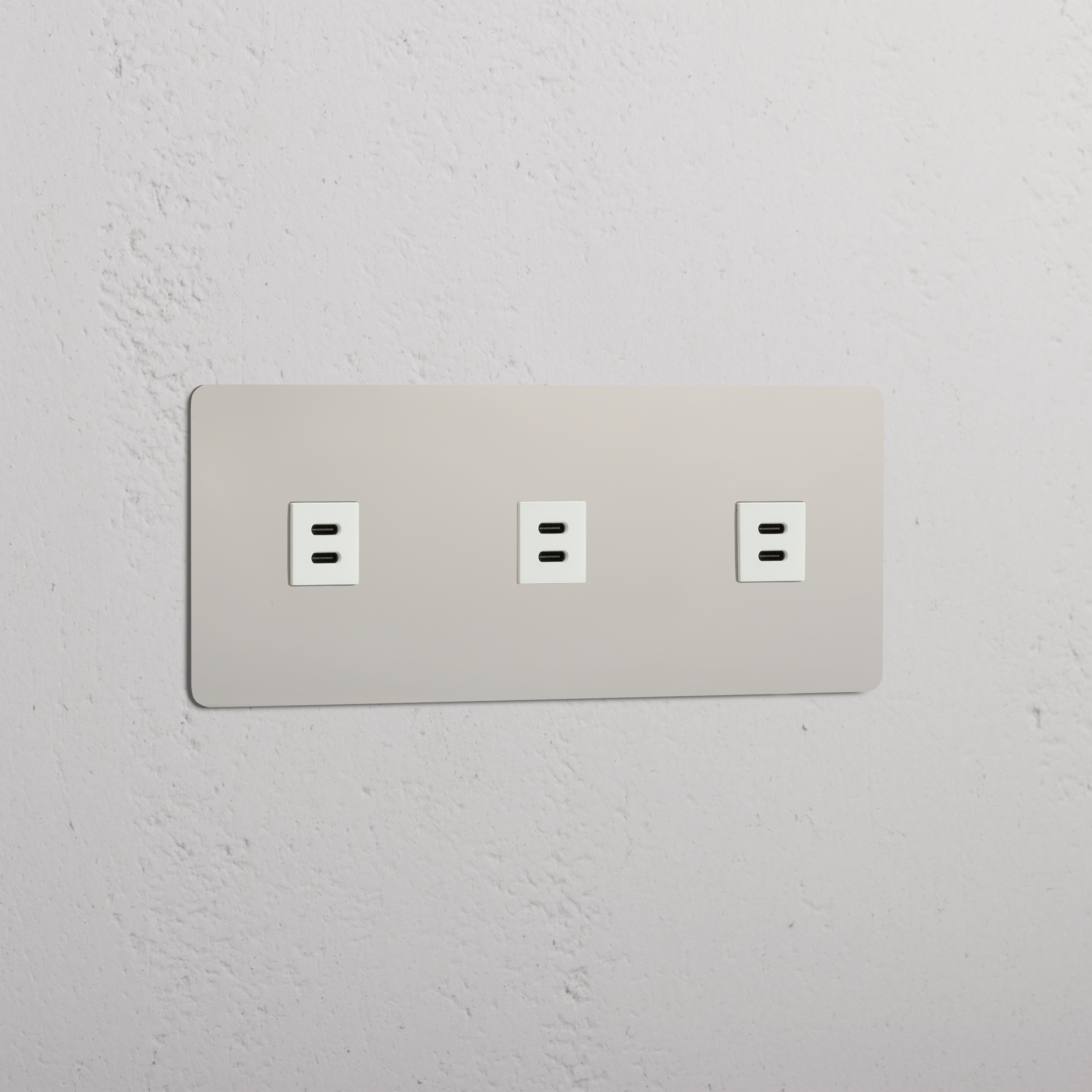 High Capacity High-Speed Charging Outlet: Triple 3x USB Module in Polished Nickel White