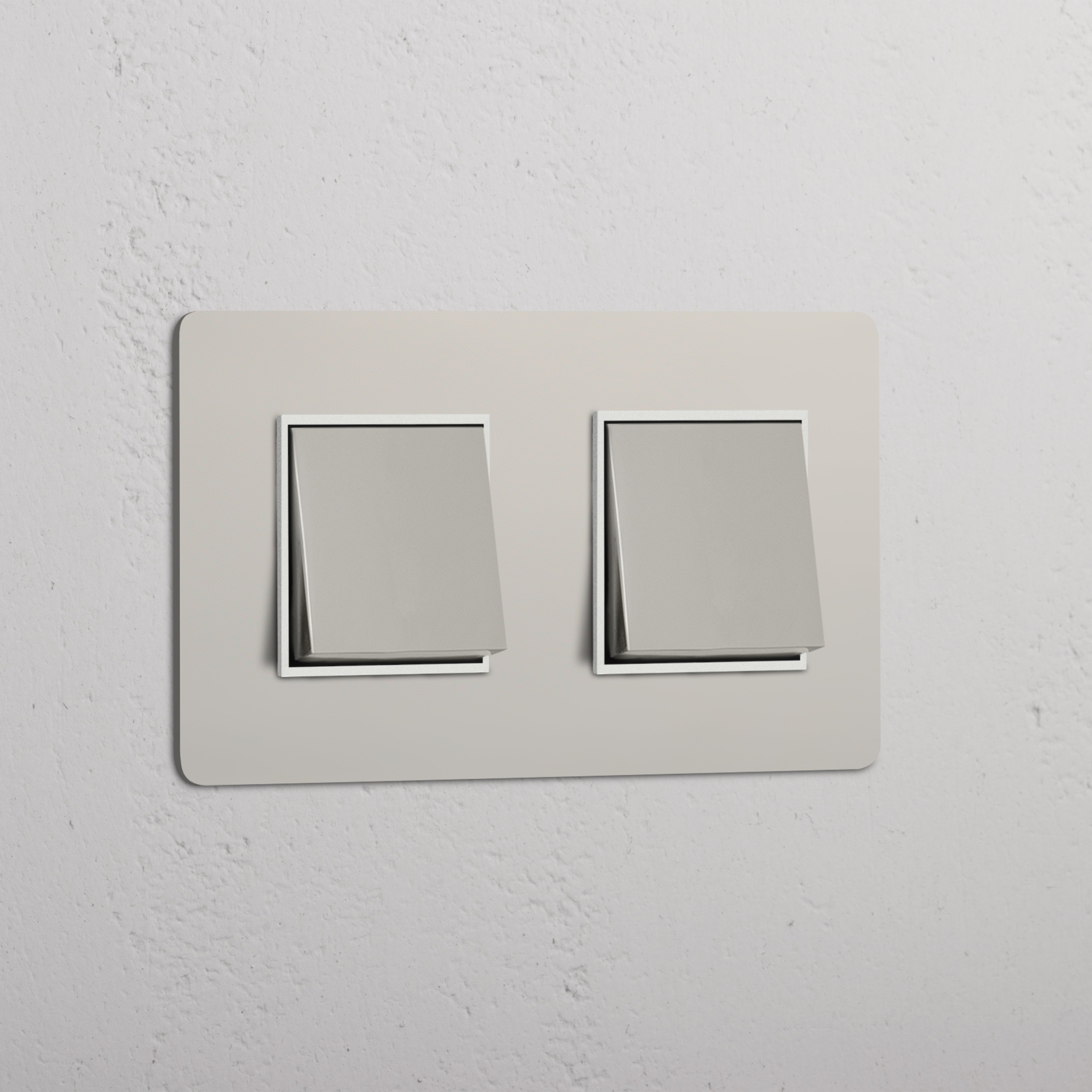 Dual Light Control Switch: Polished Nickel White Double 2x Rocker Switch