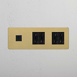 Triple USB 30W & 4x Bipasso Module - Antique Brass Black