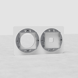 Clear Black faceplate with 1x switch and 1x module slot; fits Double 1x Switch & Round Module EU.