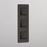 Bronze Black Triple Vertical Rocker Switch - Efficient Light Operation Solution