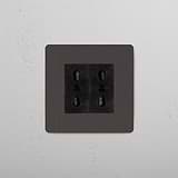 Bipasso socket in Bronze Black Finish on White Background