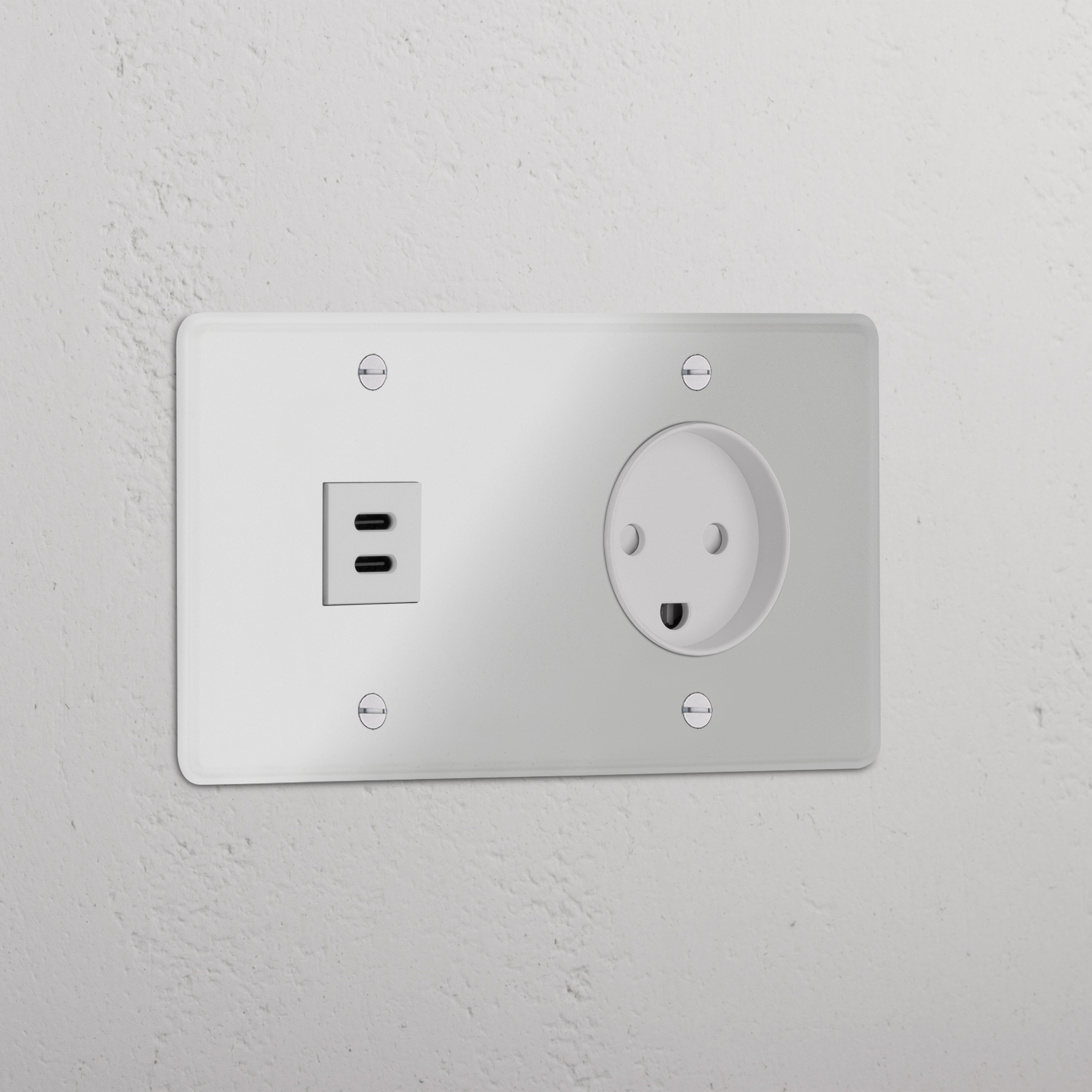Double USB 30W & Danish Module - Clear White