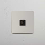 High-Definition Video Accessory on White Background: Polished Nickel Black Single HDMI Module