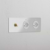 Triple Toggle & 2x Swiss Module Round - Clear Antique Brass White 