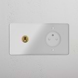 Double Toggle & French Module Round - Clear Antique Brass White 