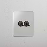 Highly Functional Double Toggle Switch in Clear Bronze - Lighting Control Solution