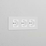 Triple 3x Schuko/Bipasso Power Module in paintable white, offering three versatile sockets for seamless integration.