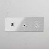 Triple Toggle & 2x Swiss Module Round - Clear Polished Nickel White 