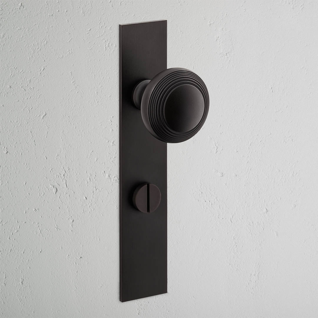 Poplar Long Plate Sprung Door Knob & Thumbturn - Bronze