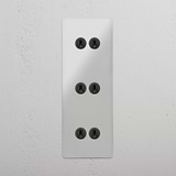 Superior Vertical Six-Position Triple Toggle Switch in Clear Bronze for Light Management on White Background