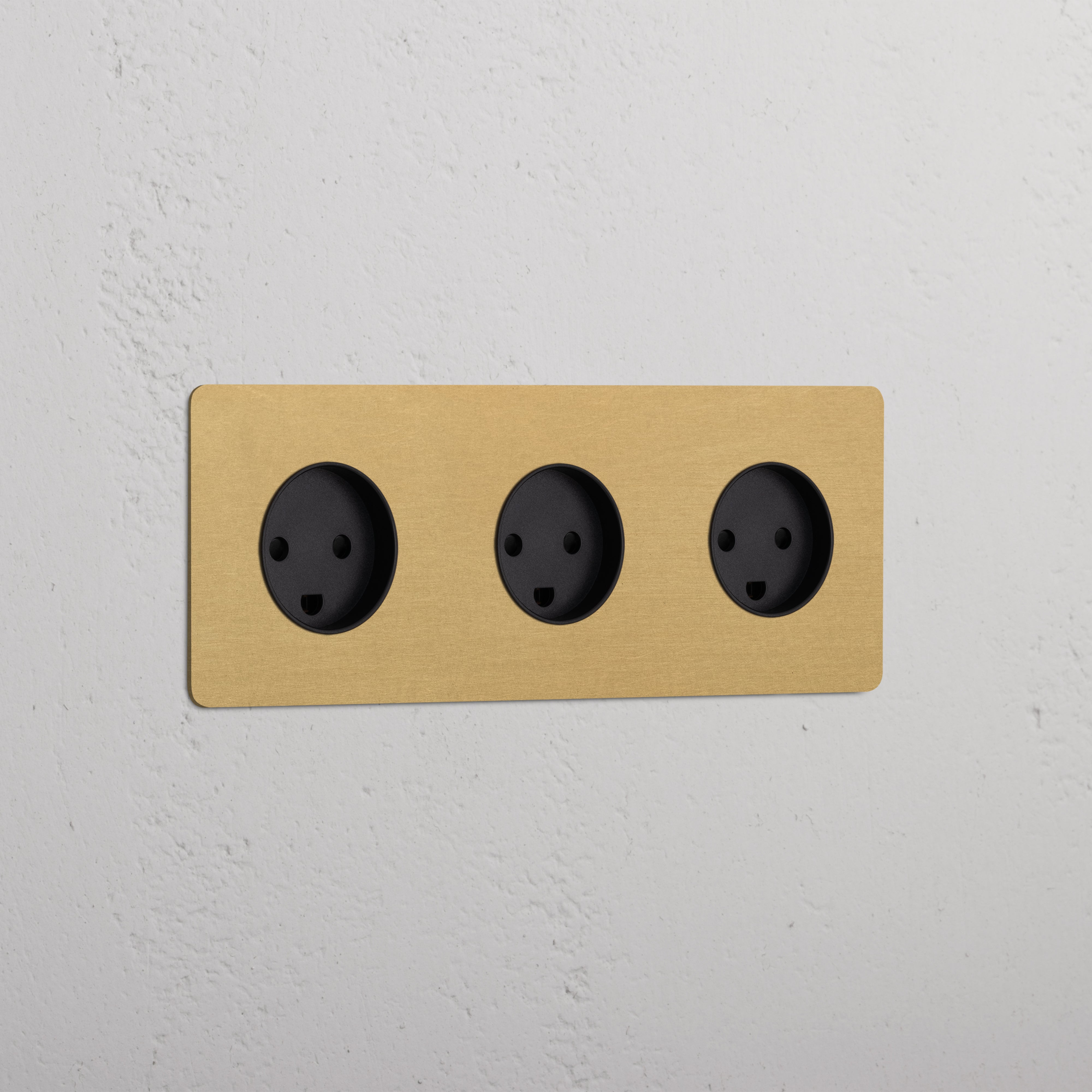 Triple 3x Danish Module Round - Antique Brass Black