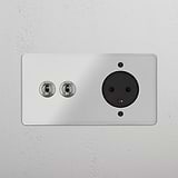 Double 2x Toggle & Danish Module Round - Clear Polished Nickel Black 