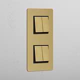Double Vertical Rocker Switch in Antique Brass Black with Four Positions