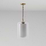 Windsor Medium Pendant Light Opal Glass - Antique Brass