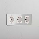 Triple 3x Schuko/Bipasso Module - Clear White