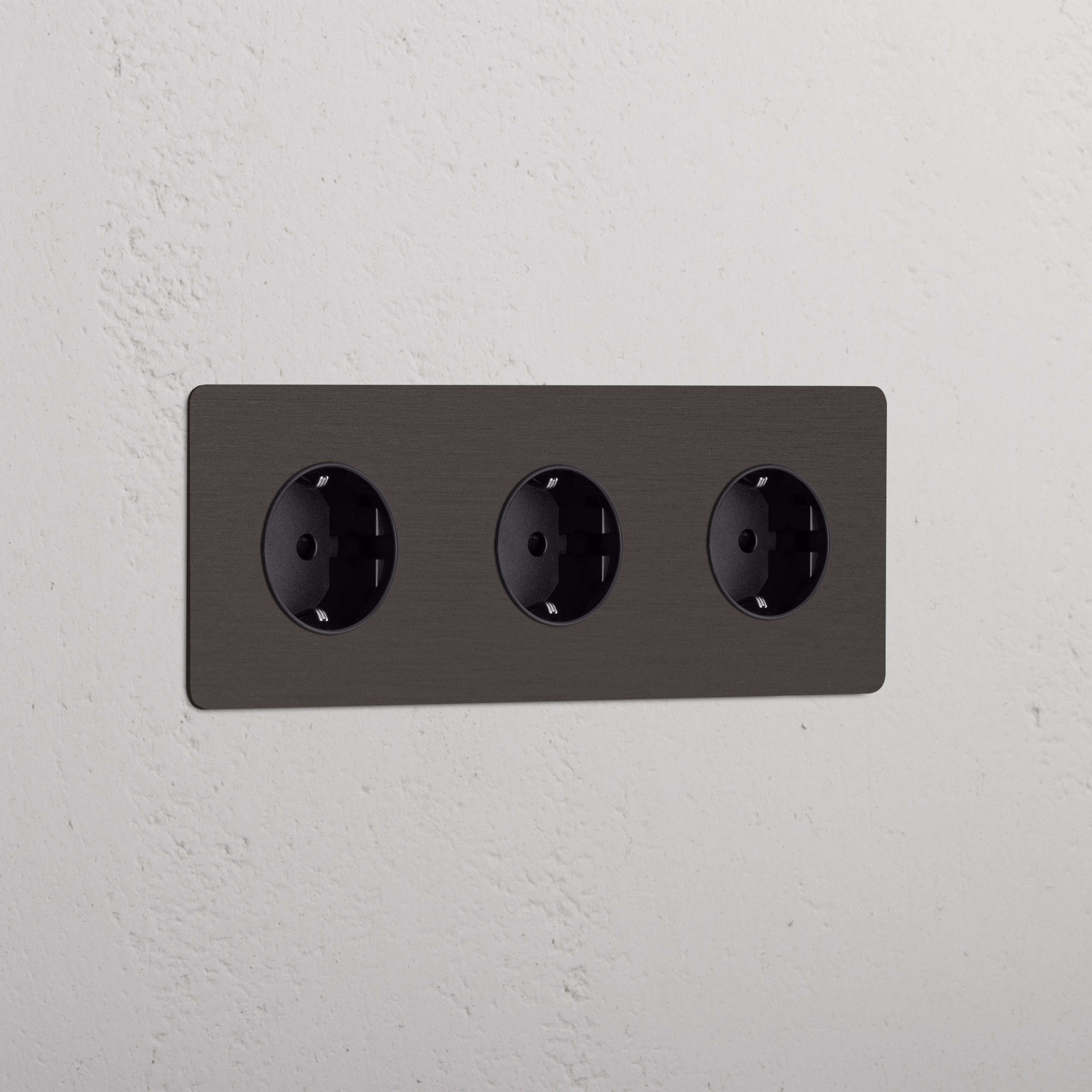 Triple 3x Schuko Module - Bronze Black